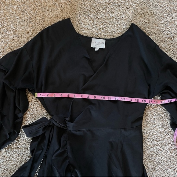 Hayden Wrap Dress Black Ruffle Sleeves Size Large - Picture 5 of 10